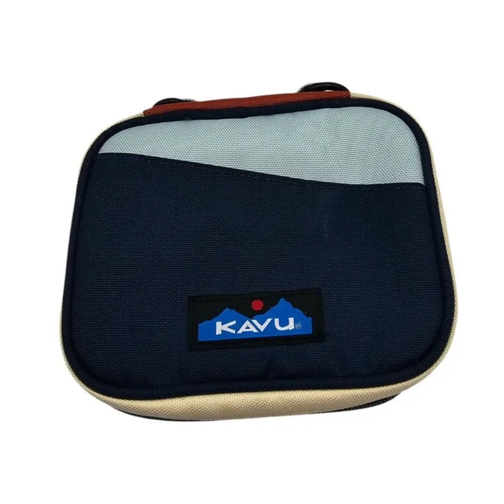KAVU Safety Cove Case, a padded accessory case Blue Green Beige Zip Up